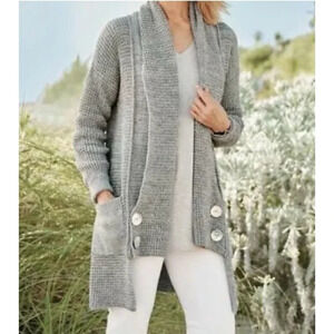 Soft Surroundings Townsend Chunky Knit Open Front Cardigan Sweater Size Medium
